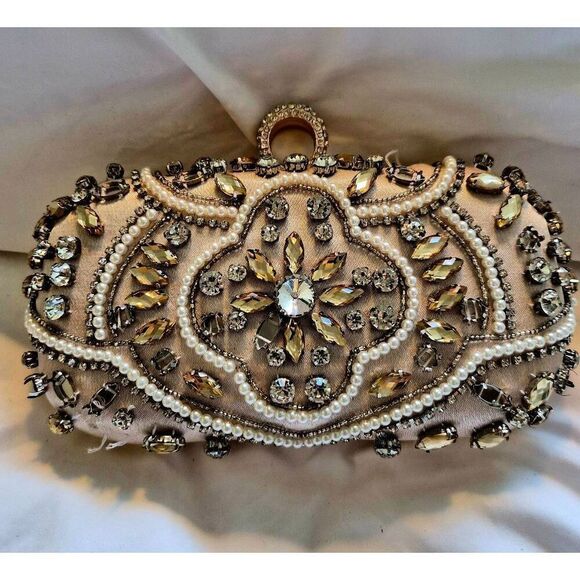 Faux crystal and pearl clutch Handbags - Faux crystal and pearl clutch